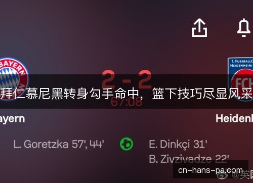 拜仁慕尼黑转身勾手命中，篮下技巧尽显风采